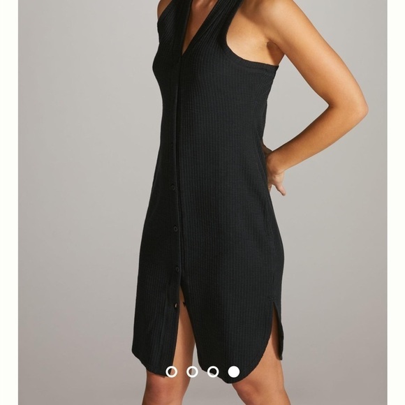 Daily Practice by Anthropologie Ribbed Midi Dress Black Pullover Sz XS NEW - Picture 4 of 14